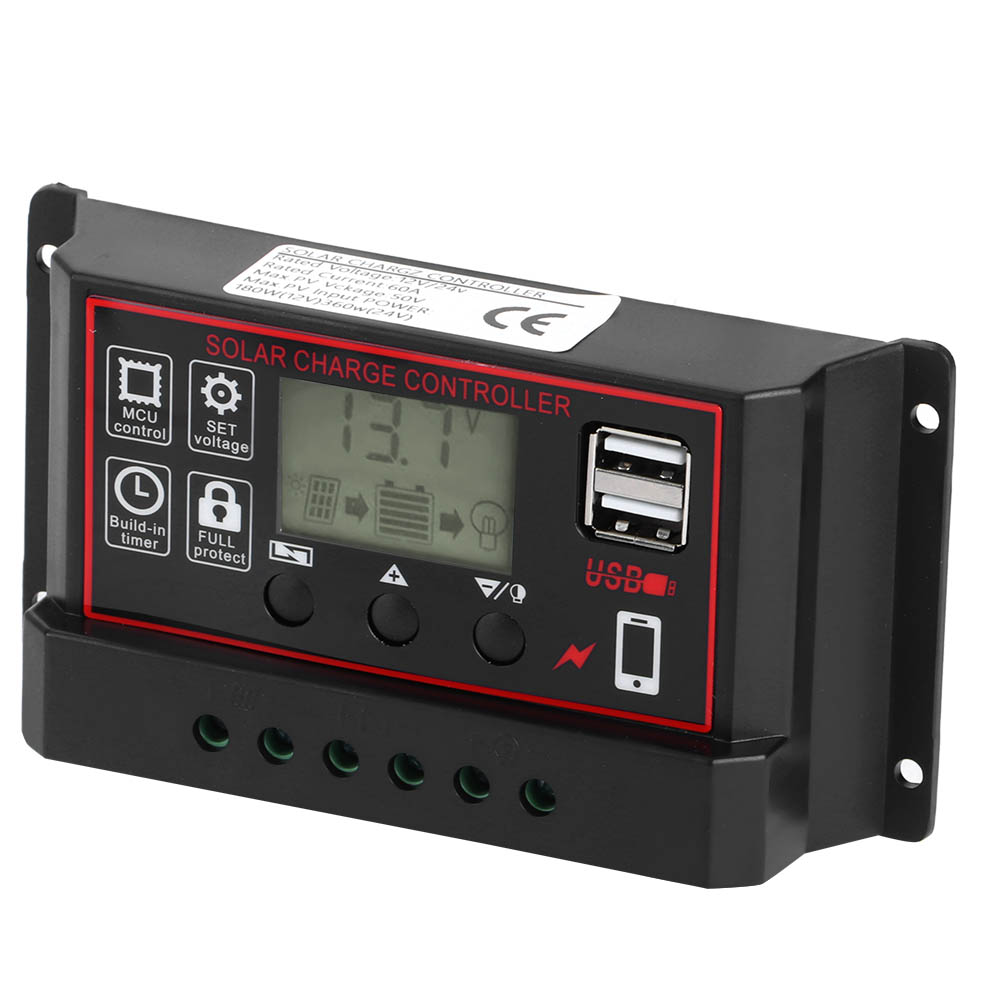 12v/24v Solar-photovoltaik-zähler Mit Intelligentem Digitaldisplay Und Usb-anschluss (5v/60a)