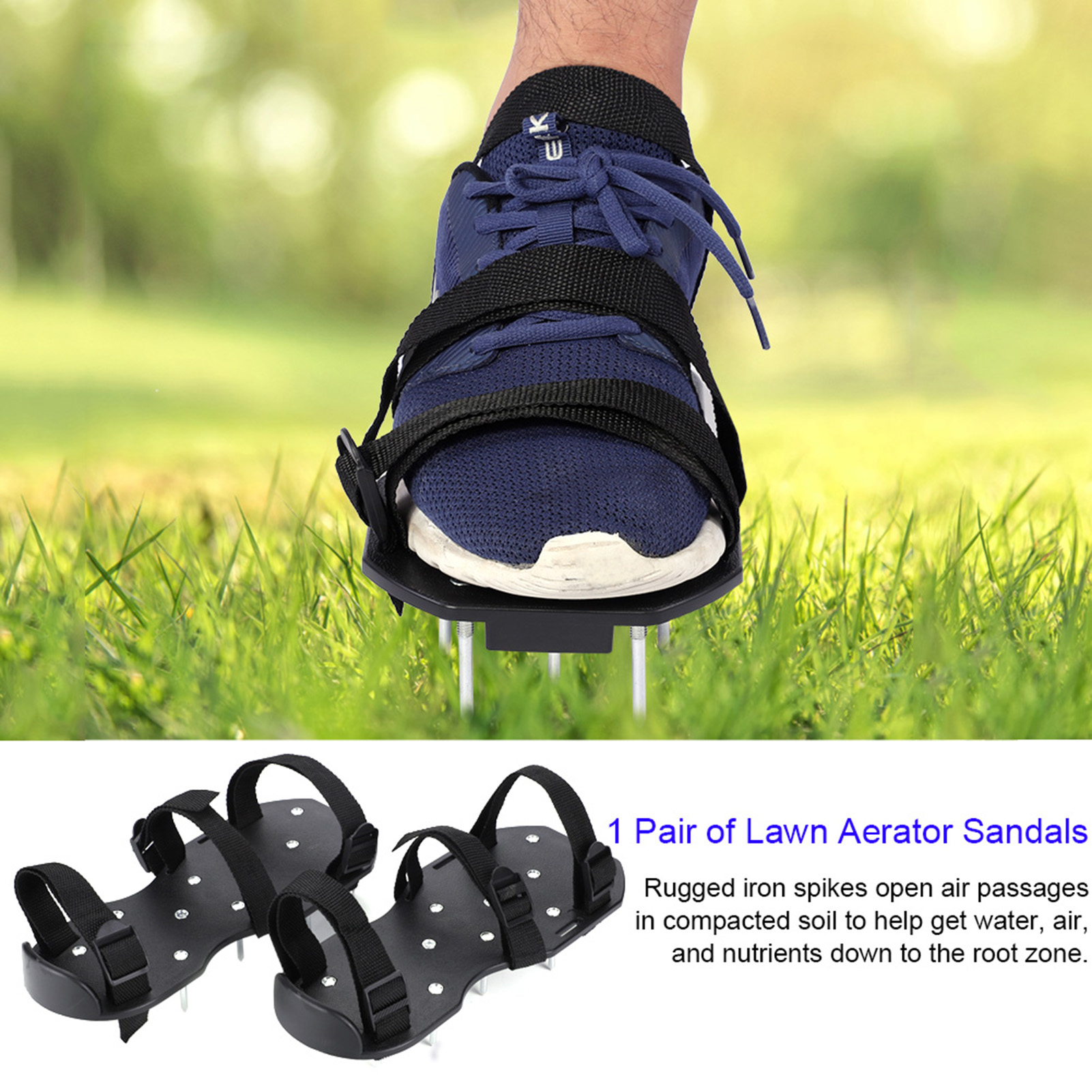 Paar Rasenlüfter-sandalen, Robuste Rasenspitzenschuhe Mit Kunststoffschnalle, Gartenwerkzeug