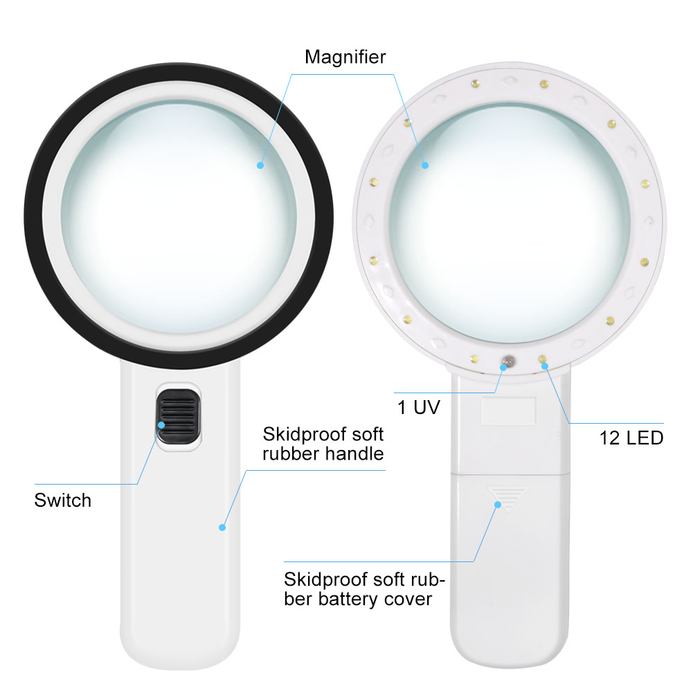 30-fache Handlupe Mit Led-beleuchtung, Ideal Zum Lesen Und Für Schmuck.