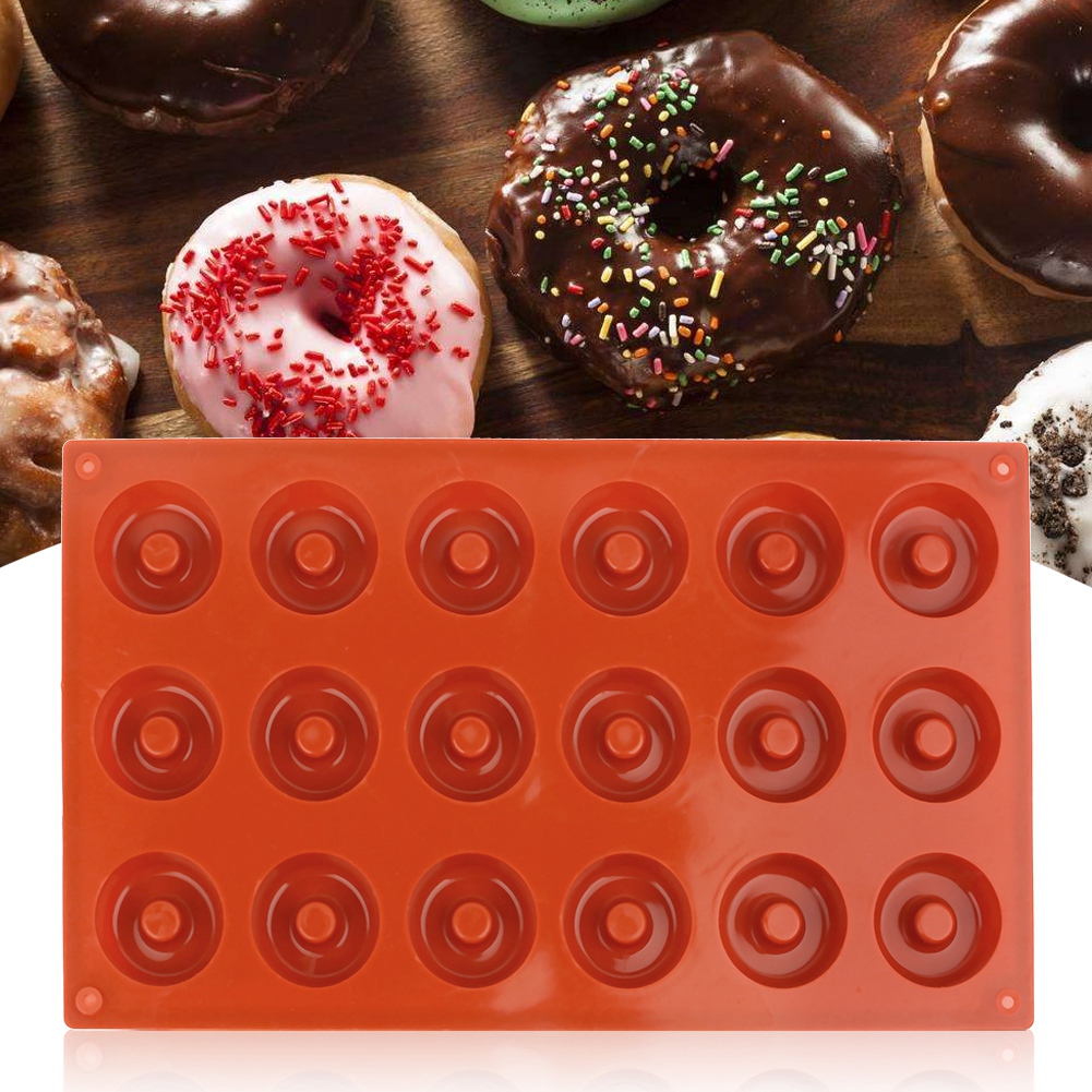 Silikonform Mit 18 Mulden Für Donuts, Antihaftbeschichtet, Ideal Zum Backen Von Donuts Und Für Handgemachte Seifen.