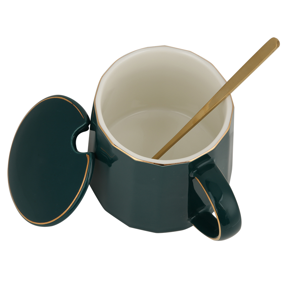 Niedliche Keramiktasse Mit Deckel Und Löffel – Perfekt Für Zuhause Oder Büro.