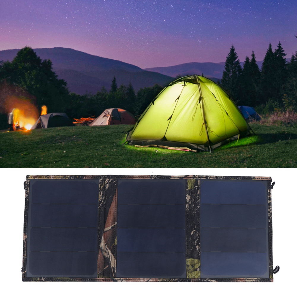 Tragbares 5w 5v Solarpanel Für Den Außenbereich, Faltbar, Mit Tasche Zum Laden Von 5v-geräten, Tarnmuster