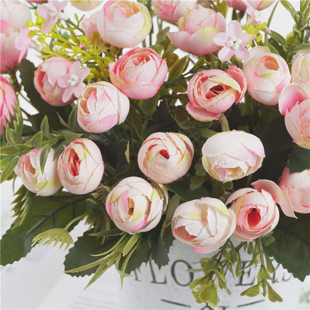 Künstliche Kamelie, 5 Zweige, 13 Blüten, Realistische Seide, Pflegeleicht, Kunstblumendekoration, Dunkelrosa, Für Hochzeiten, Geburtstage Und Partys
