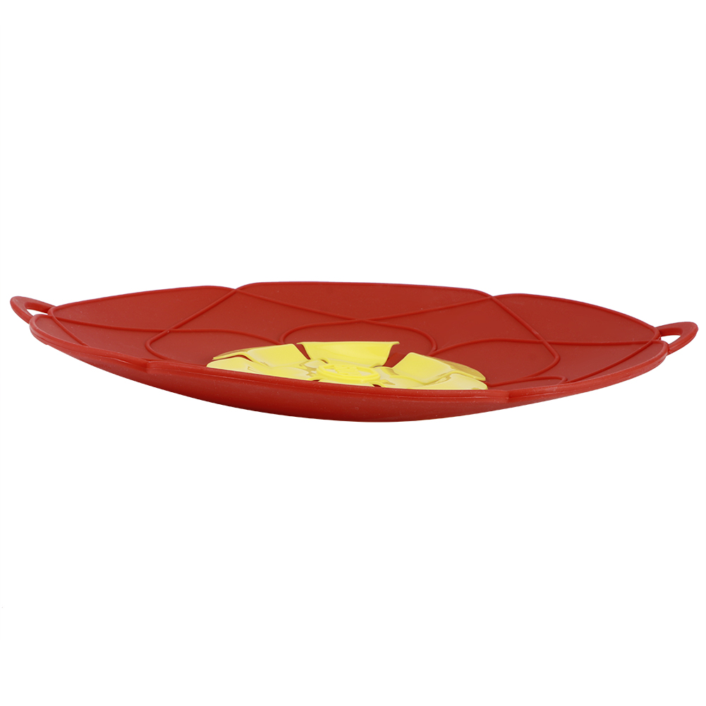 28 Cm Großer, Überlaufsicherer, Staubdichter Silikon-topfdeckel Mit Auslaufstopper, Küchenhelfer, Rot