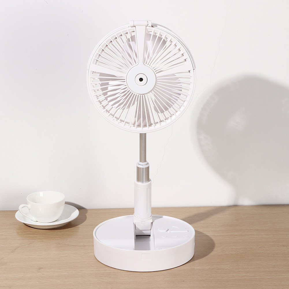 Tragbarer, Teleskopierbarer Tischventilator Mit Faltfunktion, Zerstäuber, Feuchtigkeitsspender, Led-beleuchtung Und Usb-ladefunktion