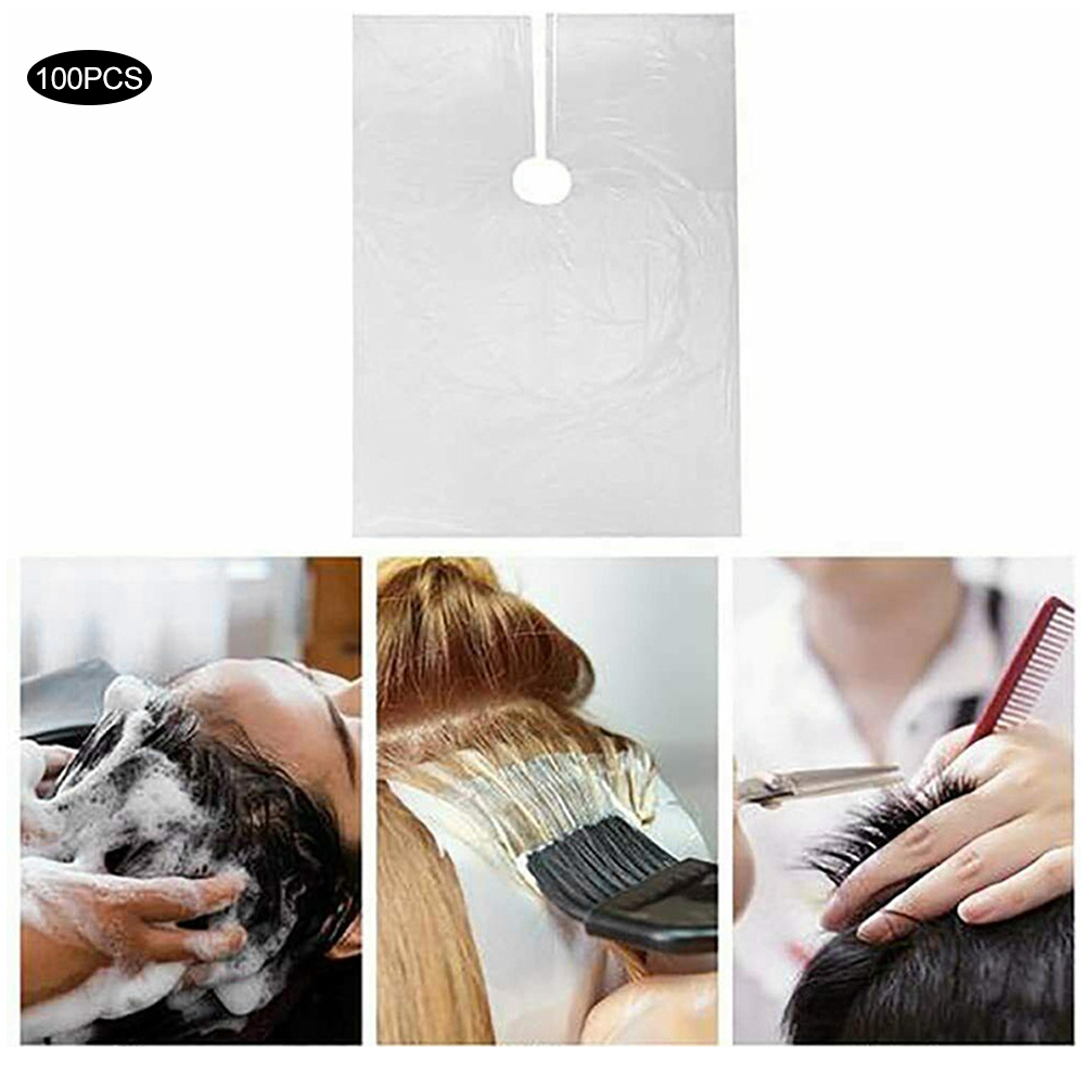 100 Stück Einweg-friseurschürzen, Umhänge, Wasserdichte Haarschneideabdeckungen Für Heimfriseurwerkzeuge