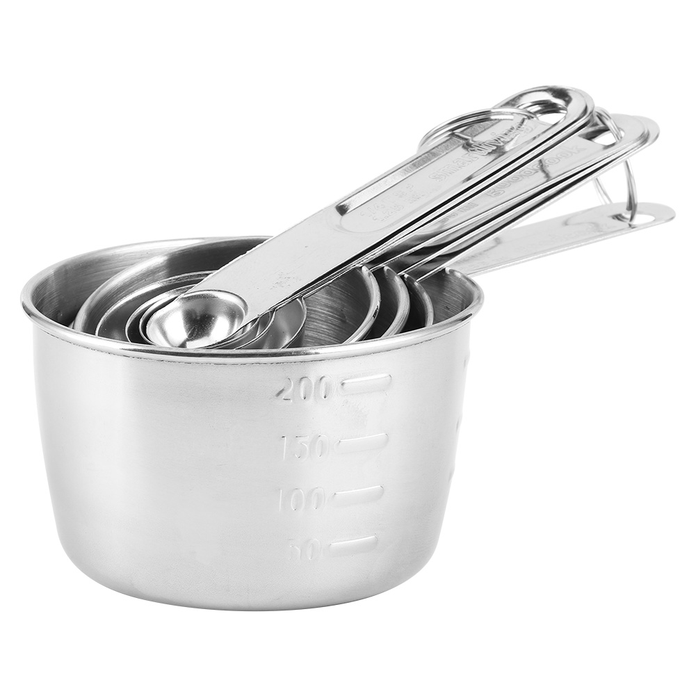 8-teiliges Messlöffel- Und Becher-set Aus Edelstahl Mit Waage – Ideal Für Die Küche Und Zum Backen