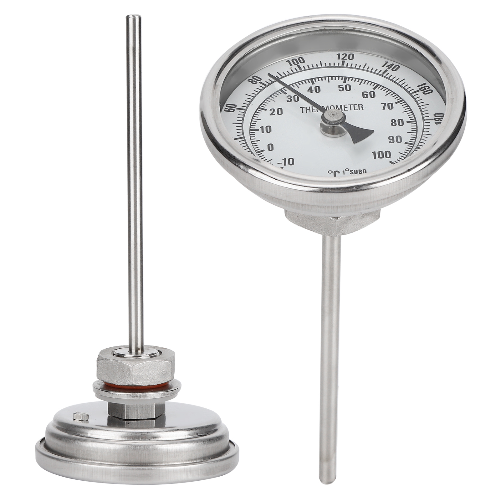 Edelstahl-thermometer Mit 1/2-zoll-npt-gewinde, Geeignet Für Braukessel, 0–220 °f / 10–100 °c