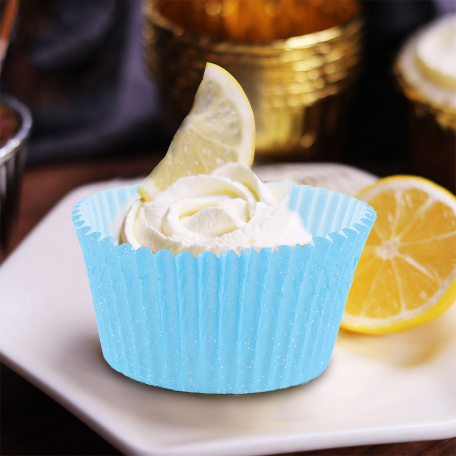 100 Mini-cupcake-förmchen, Runde Kuchenbackförmchen, Muffinförmchen, Für Zuhause Und Partys, Blau
