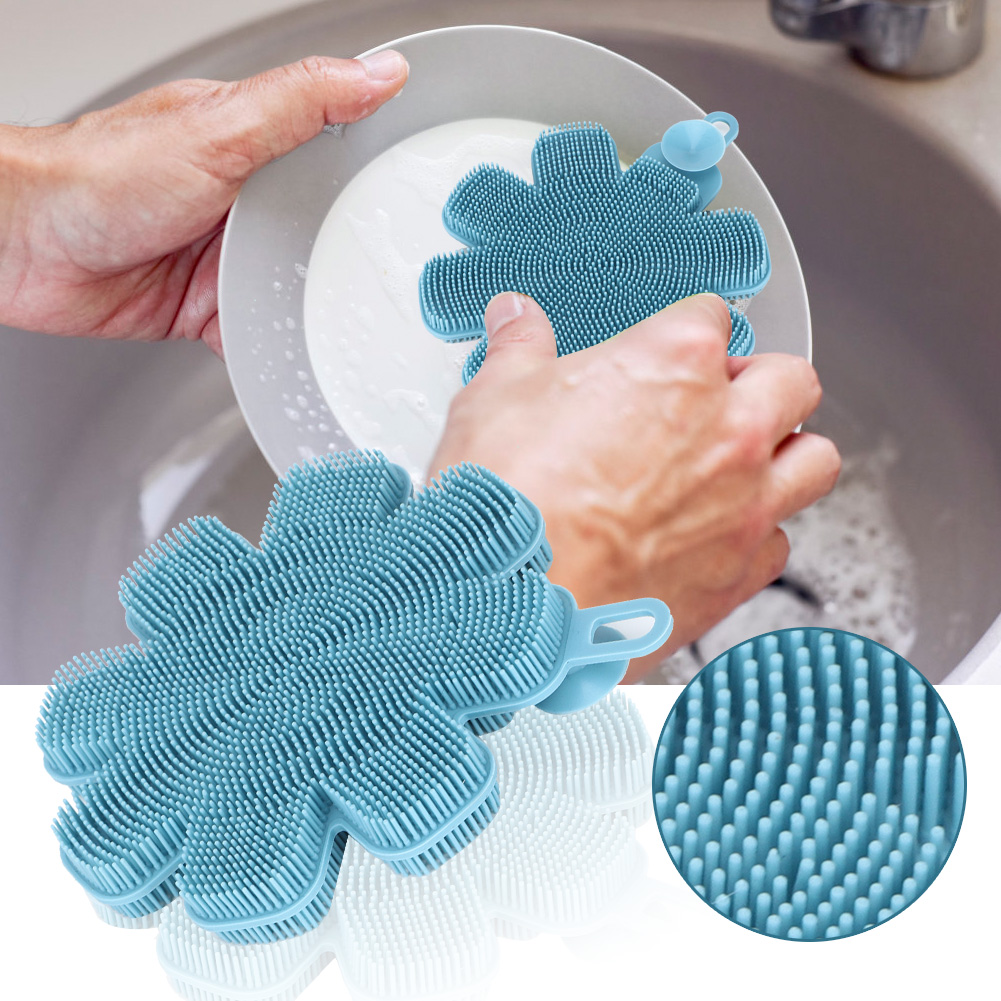 Multifunktionale Hängende Haushaltsküchenbürste, Geschirrspülbürste, Blau