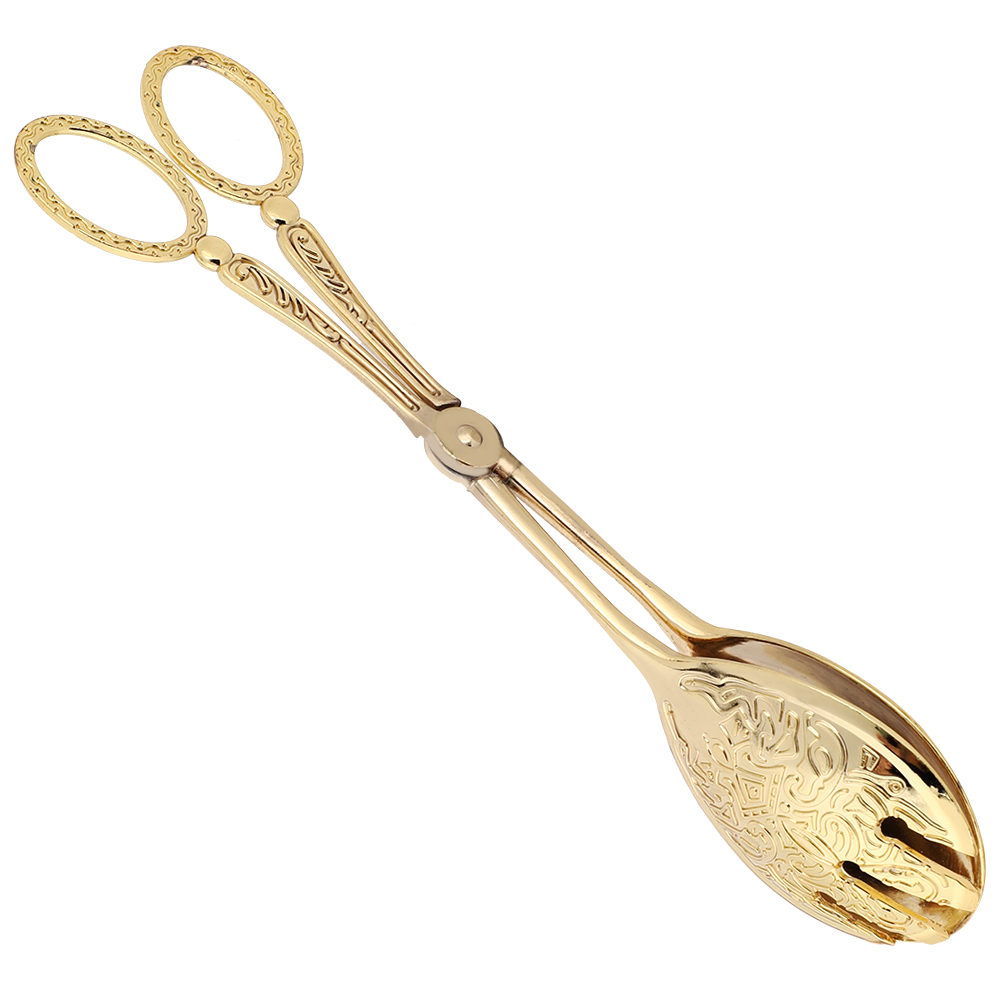 Brotzange, Gemüsezange, Kuchenzange, Buffetzange, Grillzange (goldener Runder Kopf)