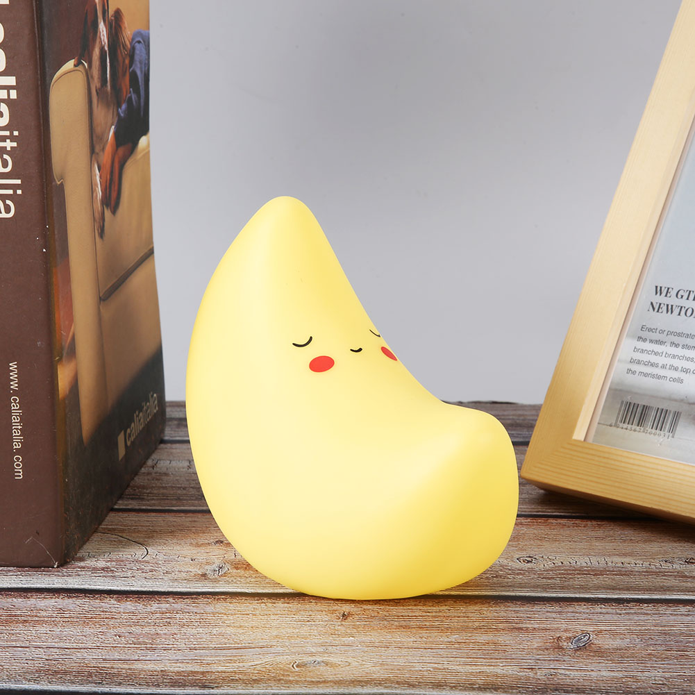 Gelbe Silikon-led-nachtlampe In Niedlicher Mondform Für Kinderzimmer/schlafzimmer