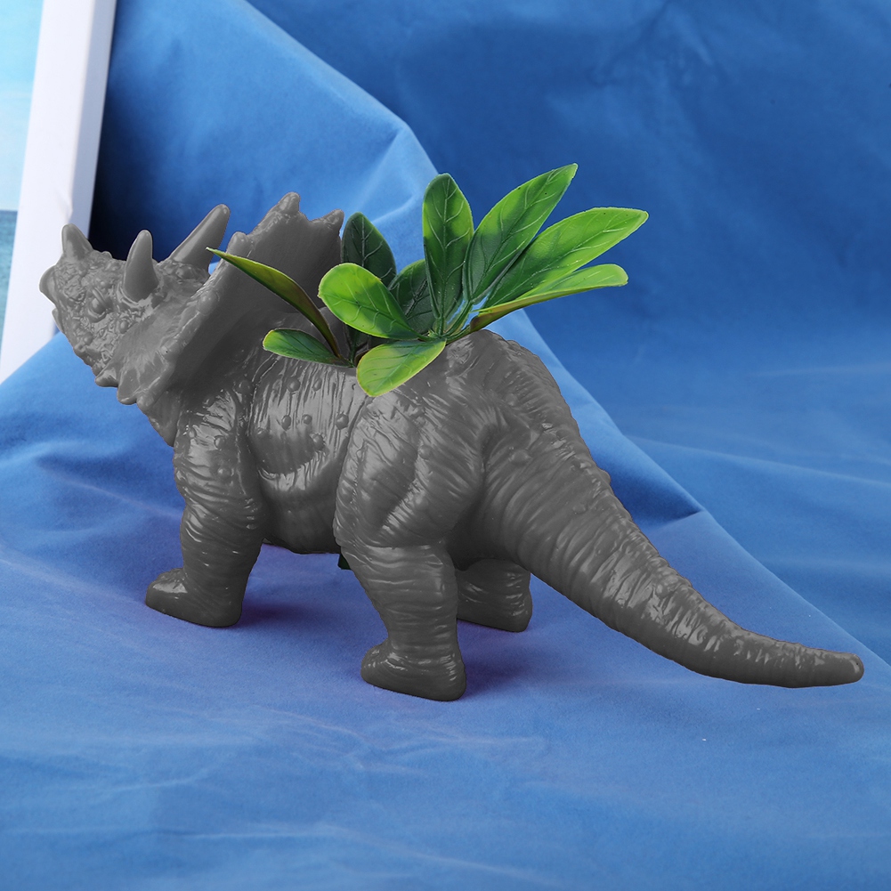 Tierischer Triceratops-blumentopf, Kaktus, Sukkulente, Pflanzentopf, Gartendekoration (grau)
