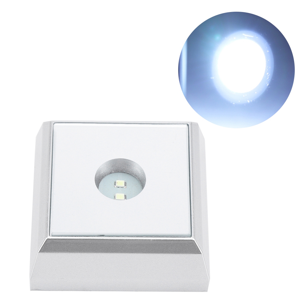 Quadratischer Led-lampenfuß Für Kristall-acryl-statuen, Silberfarben (farbiges Licht)