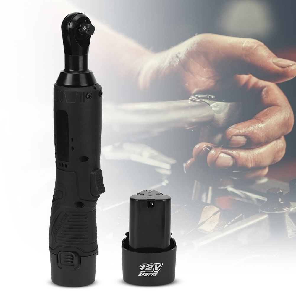 Multifunktionaler 90°-winkel-ratschenschlüsselsatz Aus Metall, 12 V, Elektrisch Aufladbar, 3/8 Zoll (eu-stecker 220 V)