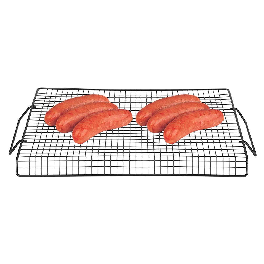 Tragbarer Grillrost Mit Griff, Antihaftbeschichtet, Aus Eisen, Für Grillpartys Und Camping Im Freien