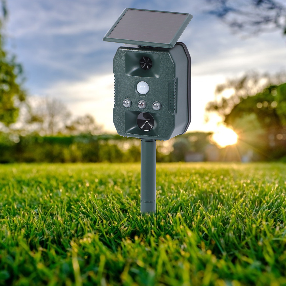Solarbetriebener Tierabwehrer Für Den Außenbereich, Garten, Ultraschall-infrarot-induktion, Vogel-, Mäuse- Und Hundeabwehrgerät