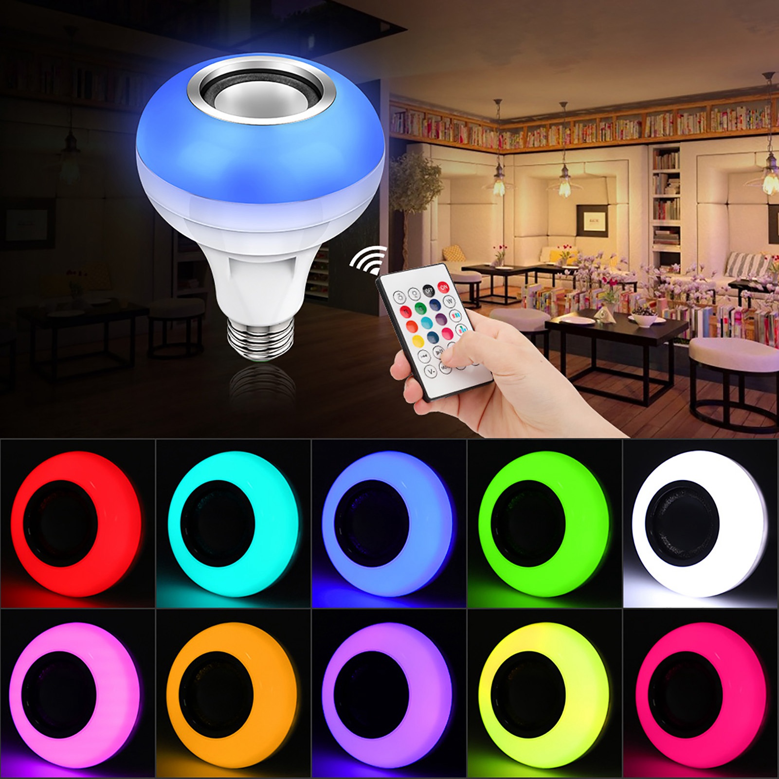 Fba Monopolys Rgbw Bluetooth-musiklampe Mit 24-tasten-fernbedienung, Usb-karte (ohne Karte), E26/27, 100–240 V Wechselstrom