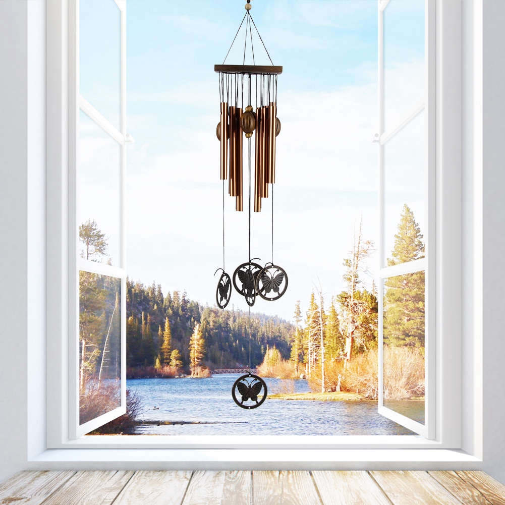 Windspiel Aus Kupferlegierung Für Den Außenbereich, Mehrröhrig, Hängende Dekoration (schmetterling)