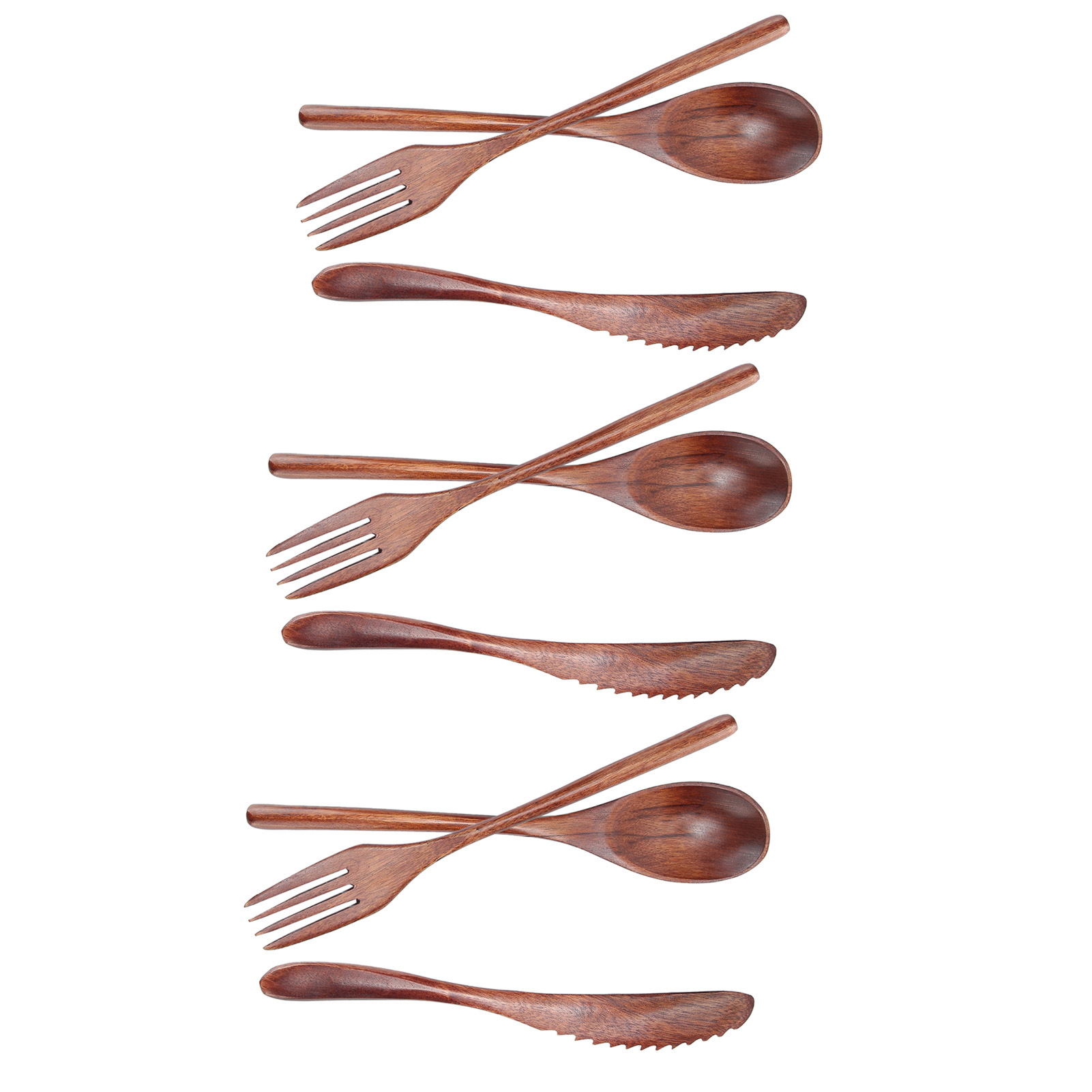 3-teiliges Küchenbesteck-set Aus Holz (gabel, Löffel, Messer) Für Zuhause, Café Und Restaurant