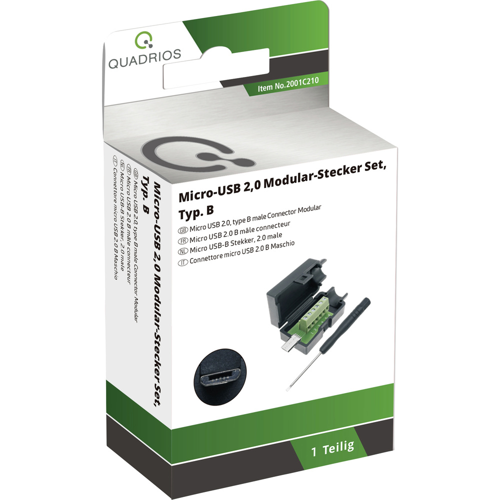 Mikro-usb 2.0 - Stecker Set, Typ B Stecker, Einbau Horizontal 2001c210 Quadrios Inhalt: 1 St.