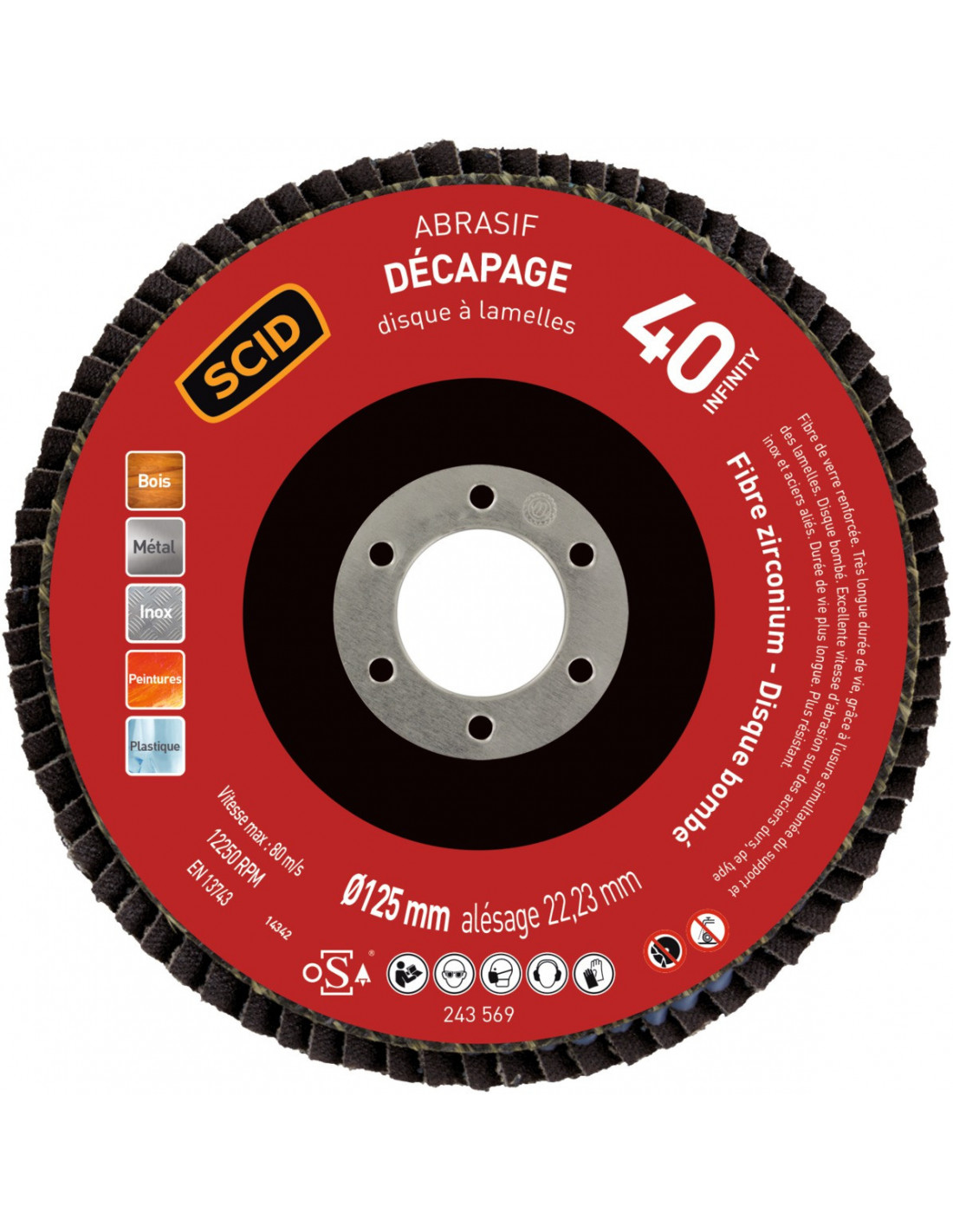 Disque Lamellaire Zirconium G40 Abrasif Zirconium Haute Performance D125 - Scid