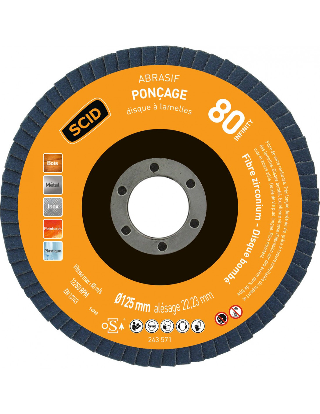 Disque À Lamelles Zirconium G80 D125 Abrasif Zirconium, D125, Grain 80 - Scid