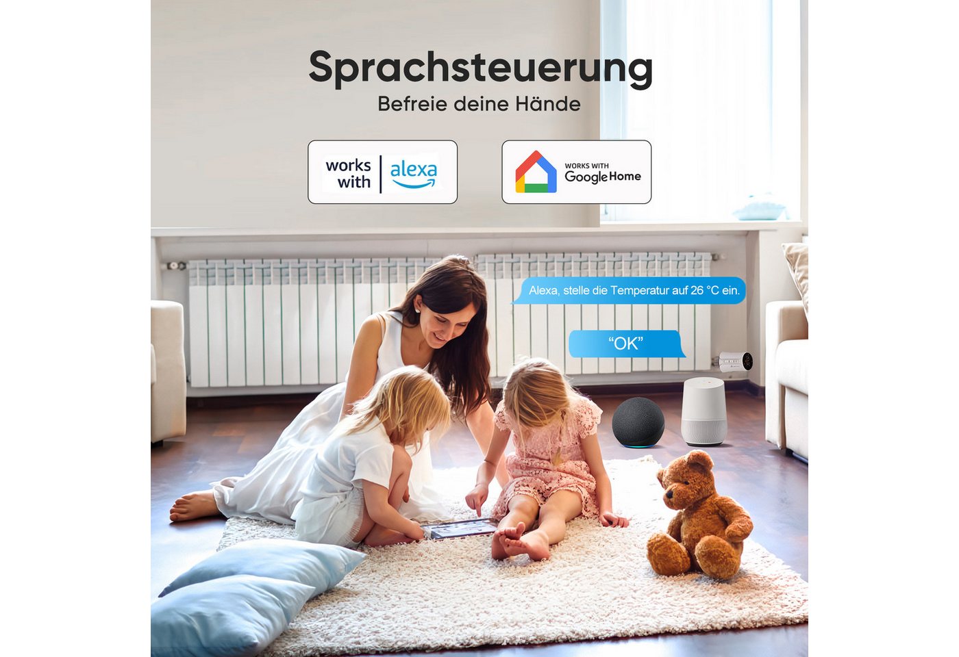 Salcar Smart Heizkörperthermostat 706w 3er Set Wifi Thermostat Kompatibel Mit Amazon Alexa & Google Home Programmierbar Tuya Heizungsthermostat Smartes Heizkörper Mit 9x Batterien Bild 3