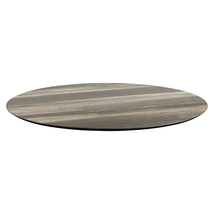 Garten-Tischplatte Feros (Ø x H: 70 x 1,2 cm, HPL, Rund, Braun/Grau)