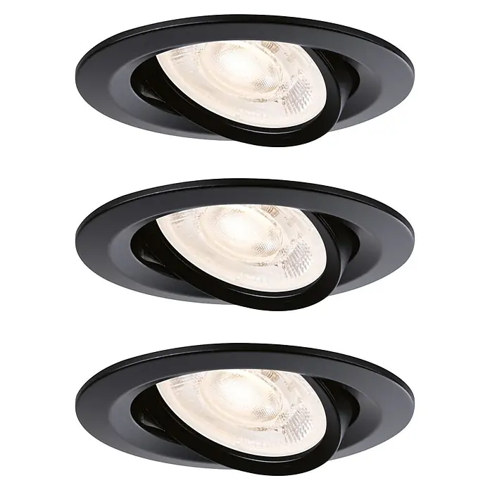 Paulmann LED-Einbauleuchten-Set rund Nova Plus (4,9 W, Schwarz, 3 Stk., Warmweiß)
