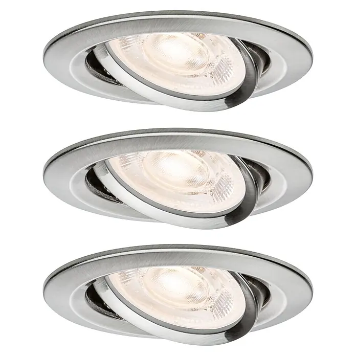 Paulmann LED-Einbauleuchten-Set rund Nova Plus (6,8 W, Chrom matt, 3 Stk., Warmweiß)