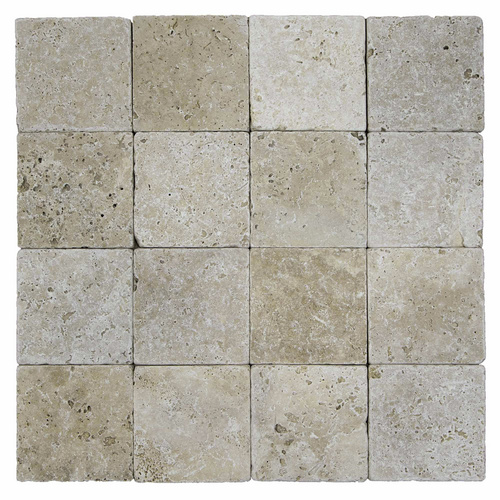 WOHNRAUSCH Wand- und Bodenfliese »Tosca Cream«, LxBxH: 10 x 10 x 1 cm, (0,5 m²), Travertin, beige, matt, getrommelt
