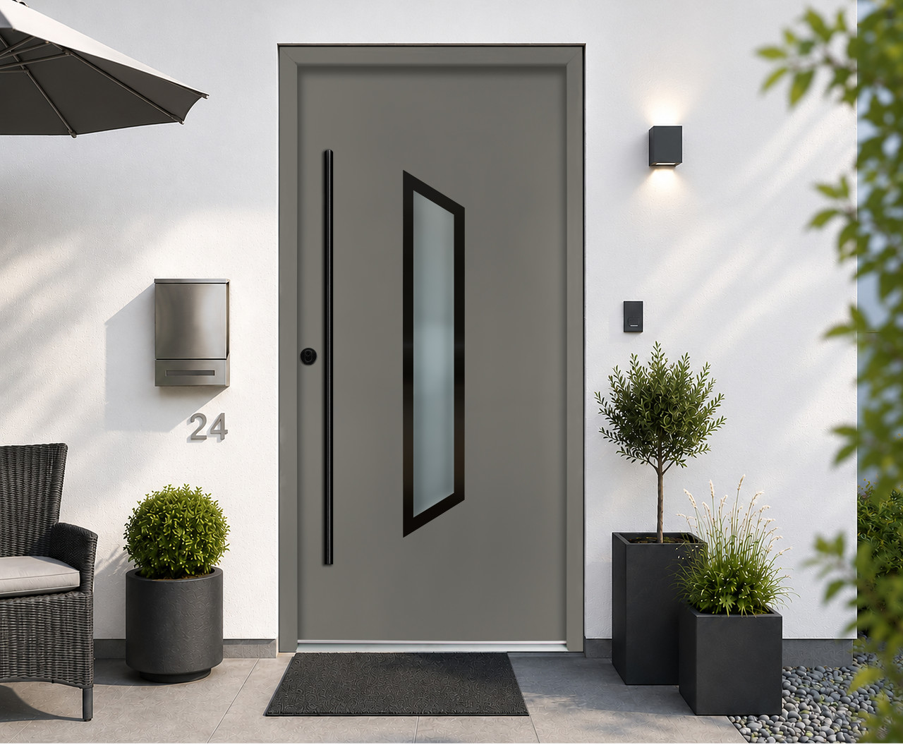 Splendoor Haustür Passivedoor Premium B37 RC2 Aluminium/Stahl quarzgrau/weiß BlackDesign DIN links 98 x 208 cm Bild 2