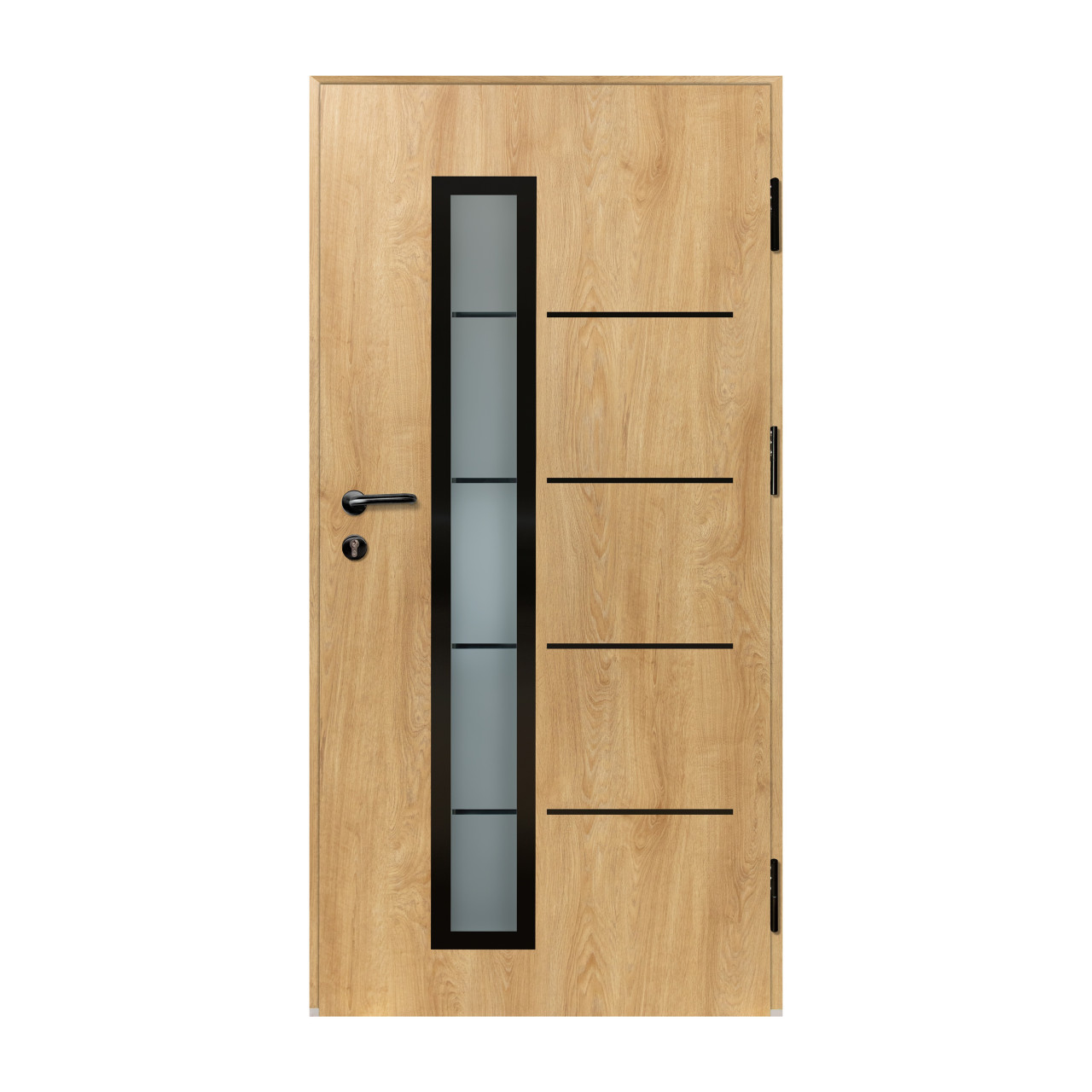Splendoor Haustür Passivedoor Premium B06 Aluminium/Stahl Eiche BlackDesign DIN rechts 98 x 208 cm mit Tastatur & Fingerscan