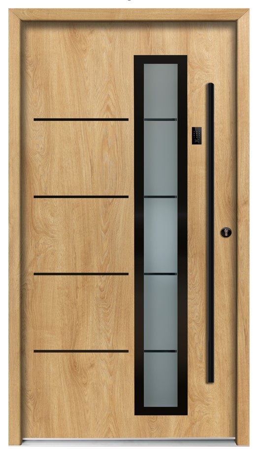 Splendoor Haustür Passivedoor Premium B06 Aluminium/Stahl Eiche BlackDesign DIN rechts 98 x 208 cm mit Tastatur & Fingerscan Bild 2