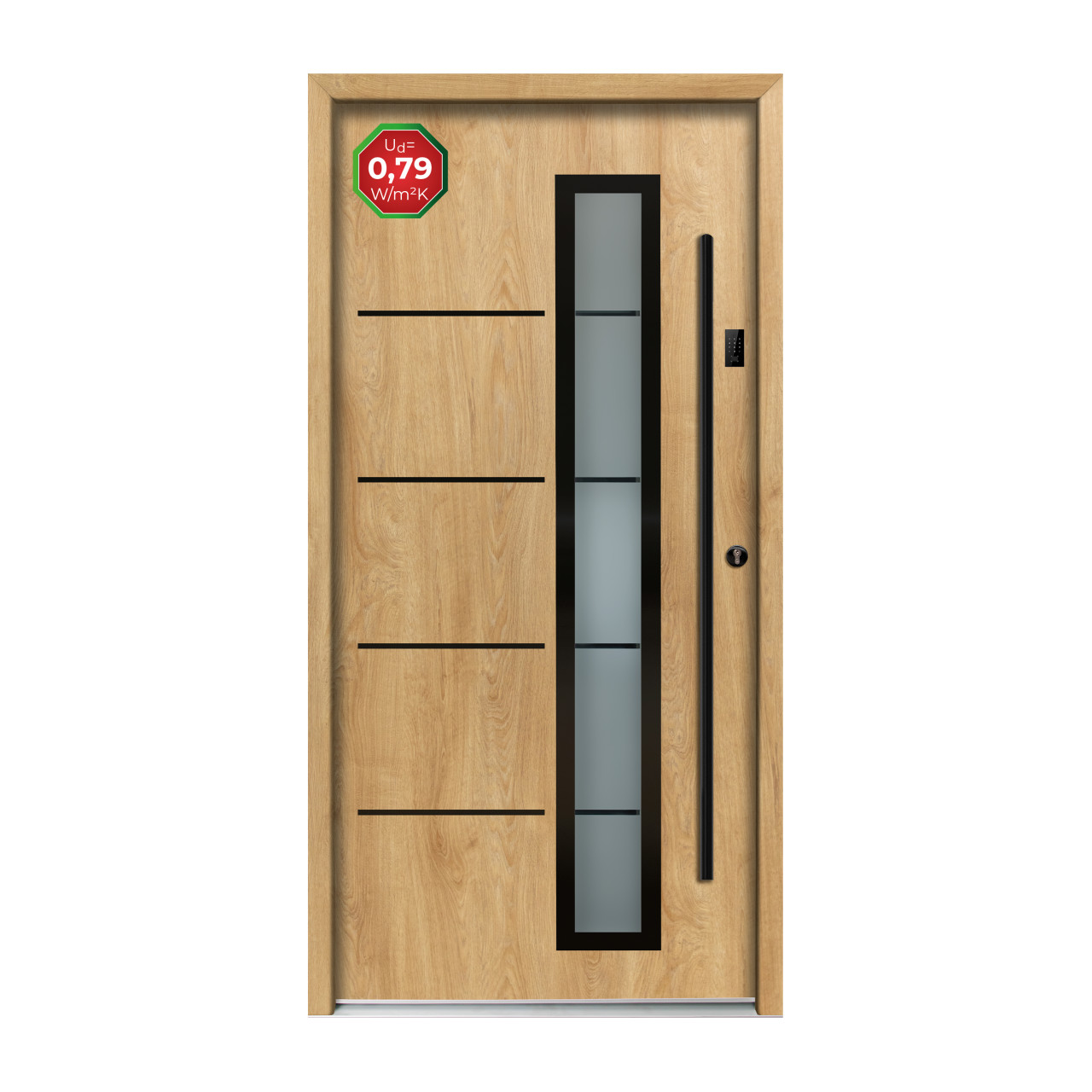Splendoor Haustür Passivedoor Premium B06 Aluminium/Stahl Eiche BlackDesign DIN rechts 98 x 208 cm mit Tastatur & Fingerscan Bild 3