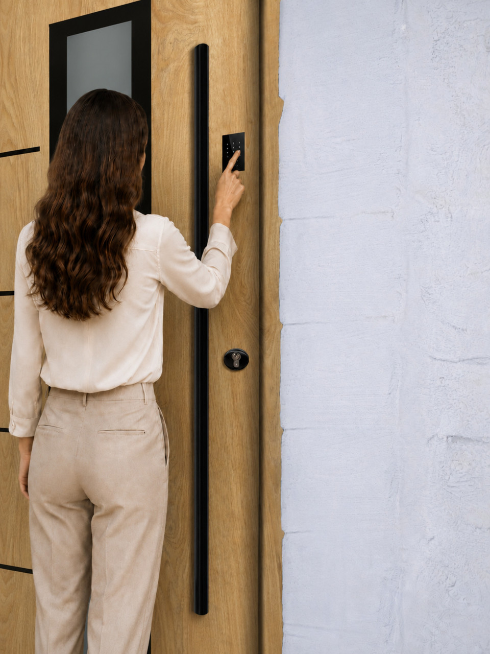 Splendoor Haustür Passivedoor Premium B06 Aluminium/Stahl Eiche BlackDesign DIN rechts 98 x 208 cm mit Tastatur & Fingerscan Bild 5