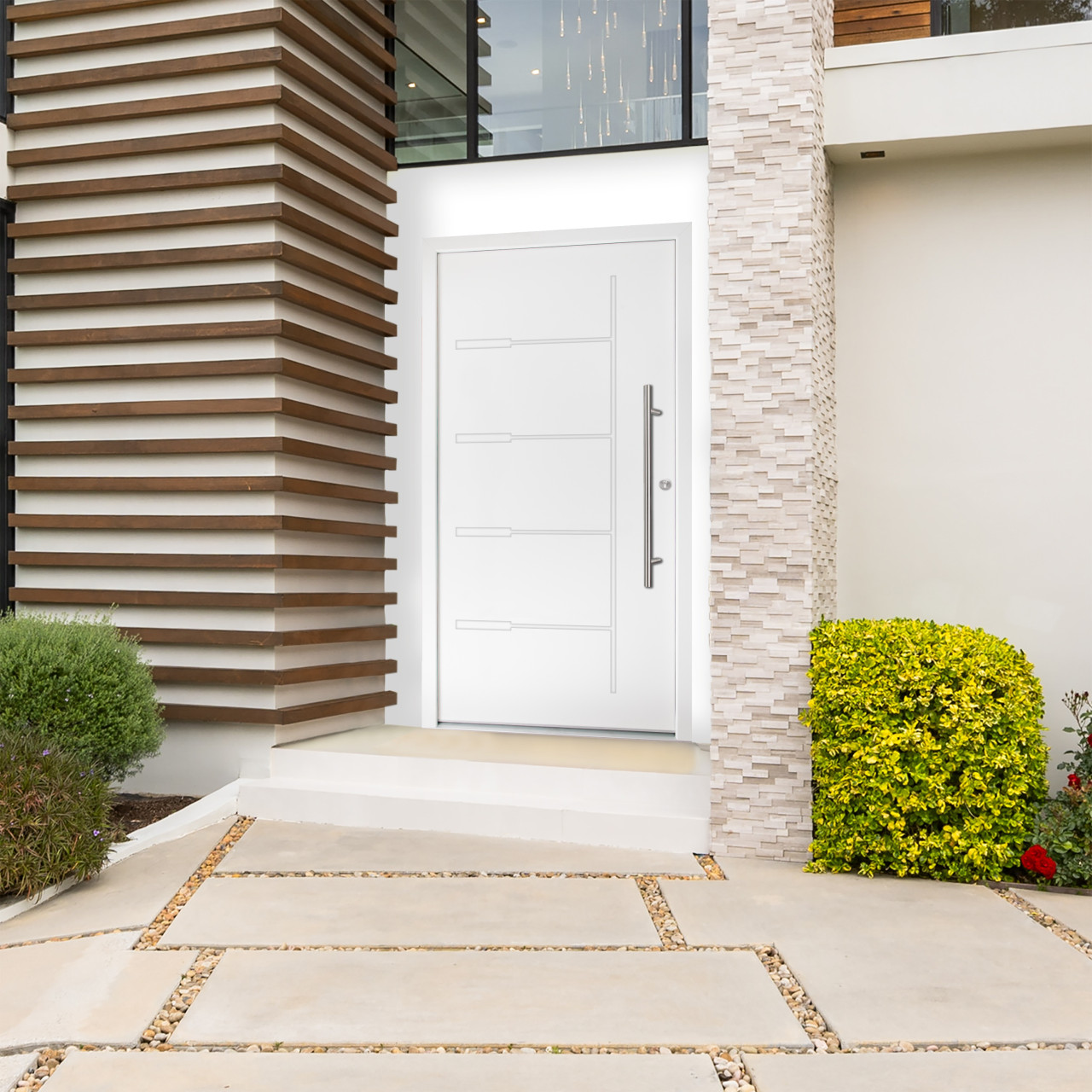 Splendoor Haustür Passivedoor Premium H1 Aluminium/Stahl weiß DIN rechts 98 x 208 cm