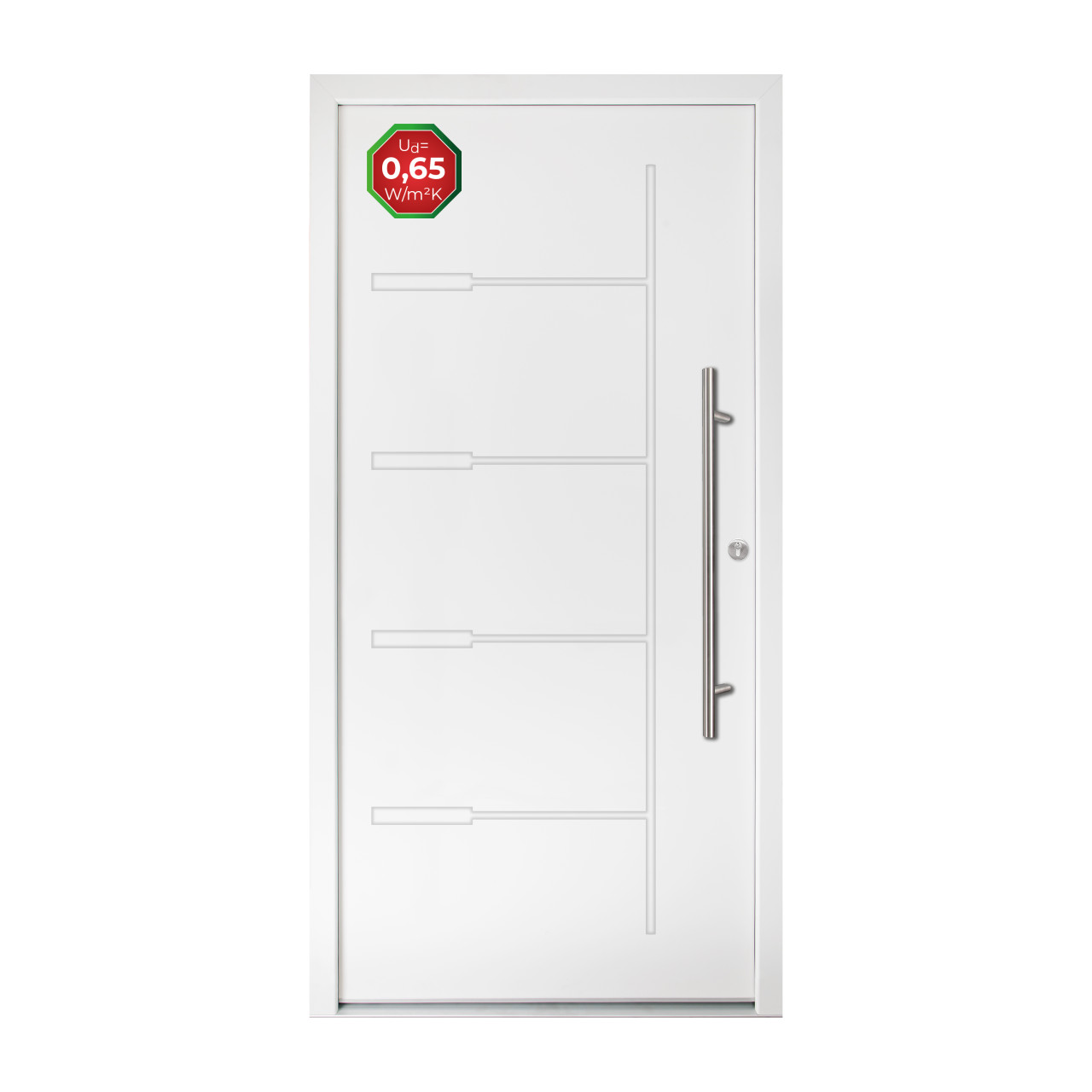 Splendoor Haustür Passivedoor Premium H1 Aluminium/Stahl weiß DIN rechts 98 x 208 cm Bild 2
