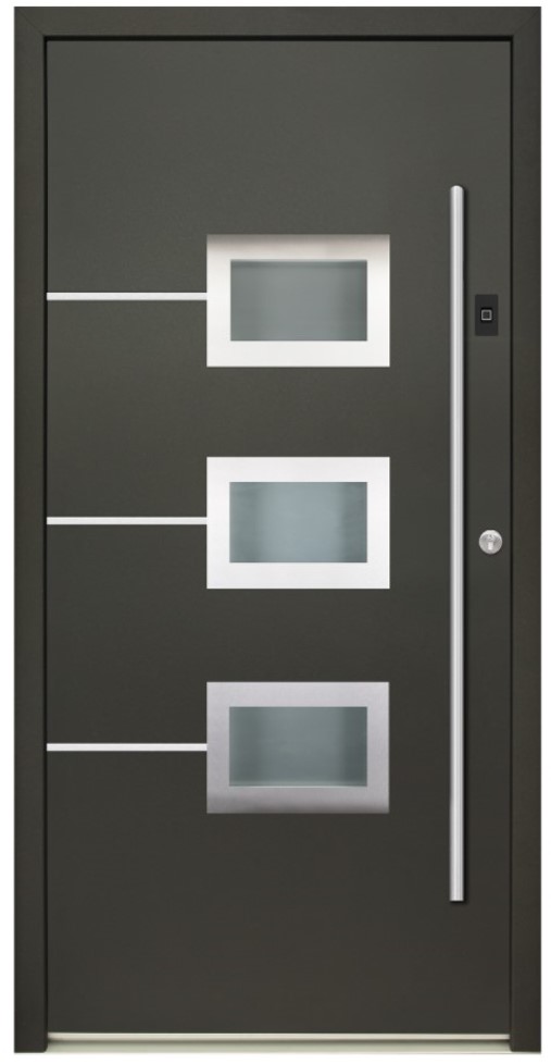 Splendoor Haustür Passivedoor Premium B03 Aluminium/Stahl anthrazit DIN rechts 98 x 208 cm mit Fingerscan Bild 2