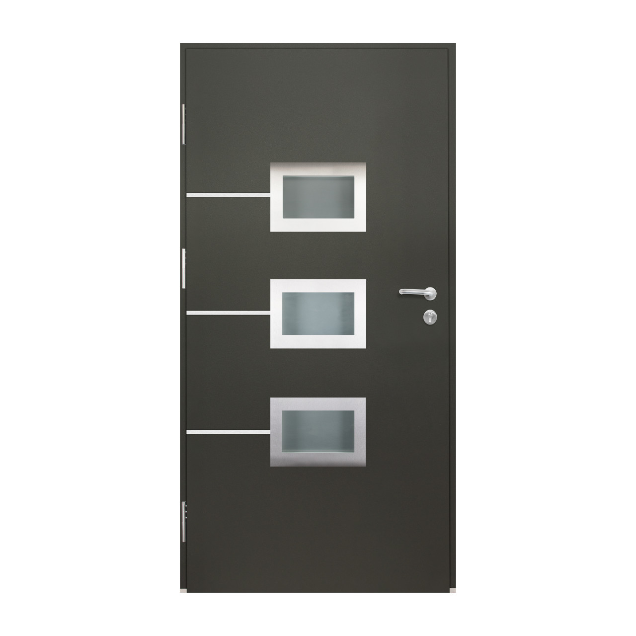 Splendoor Haustür Passivedoor Premium B03 Aluminium/Stahl anthrazit DIN links 98 x 208 cm mit Fingerscan