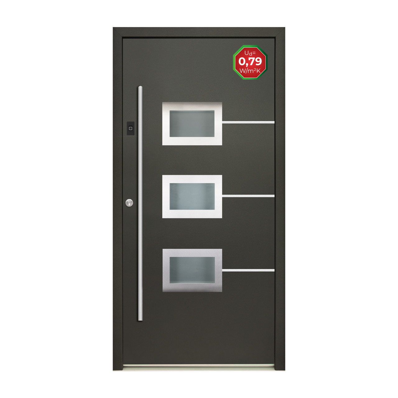 Splendoor Haustür Passivedoor Premium B03 Aluminium/Stahl anthrazit DIN links 98 x 208 cm mit Fingerscan Bild 4