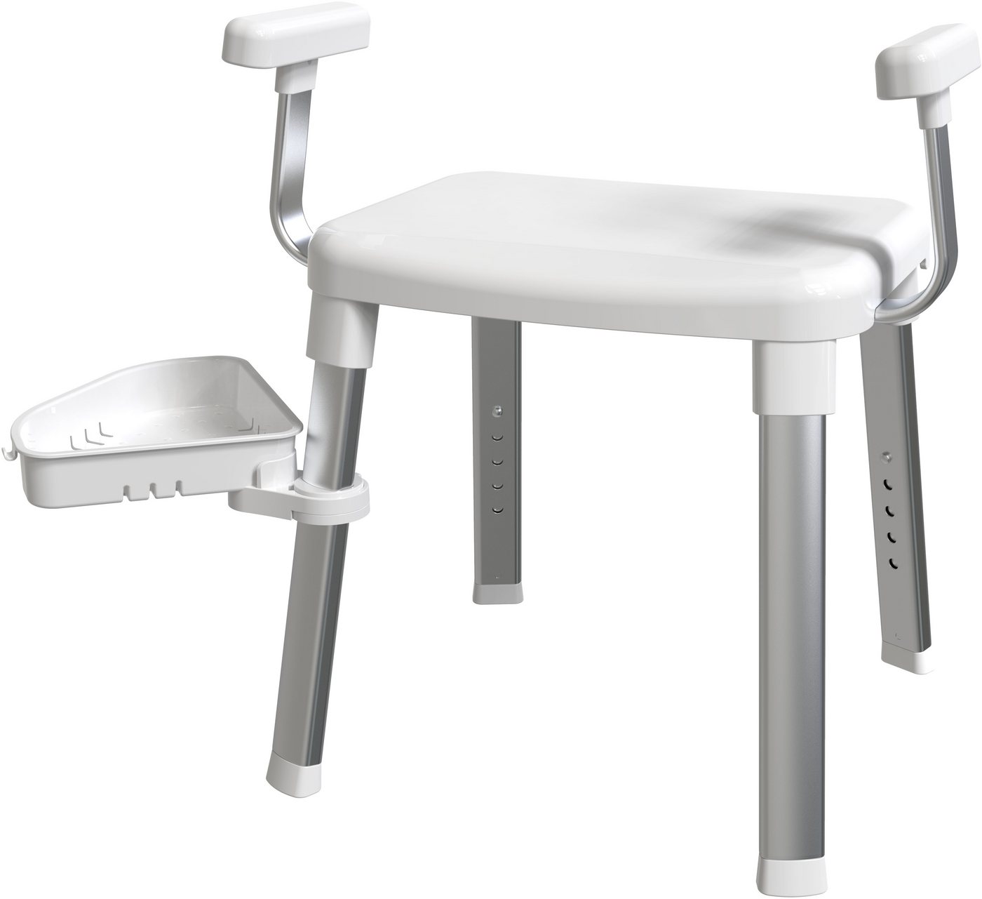Bischof Dusch- und Badhocker Tray Comfort, belastbar bis 150 kg, Mit schwenkbarer Ablage 28x21cm und 360° drehbarer Sitzfläche, TÜV-GS Bild 4
