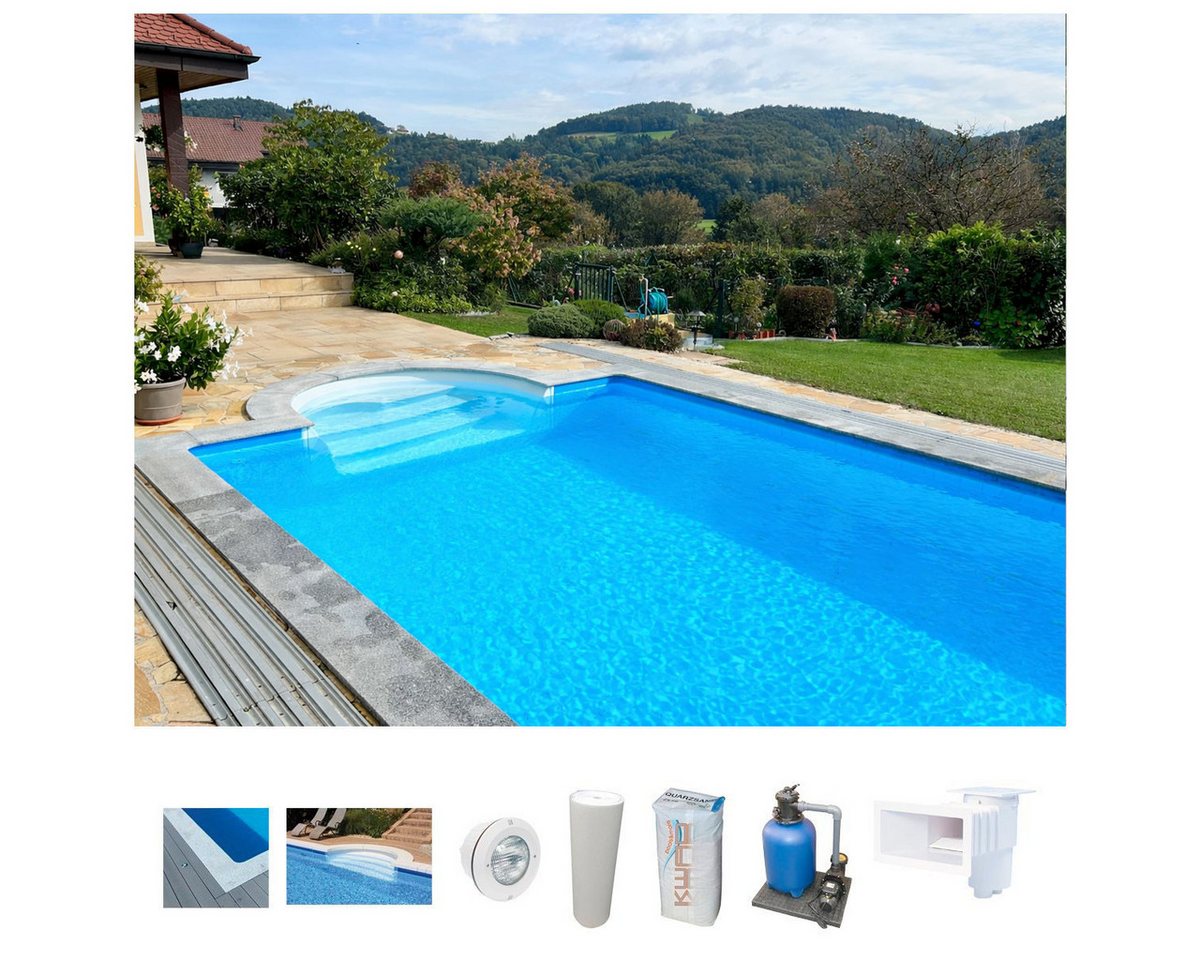 KWAD Schwimmbecken STYROPOR®STEIN POOL ALL INCLUSIVE, BxLxH: 300x600x150 cm (Set), mit Römertreppe, inkl. Beckenrandsteine & Poolbeleuchtung Bild 2