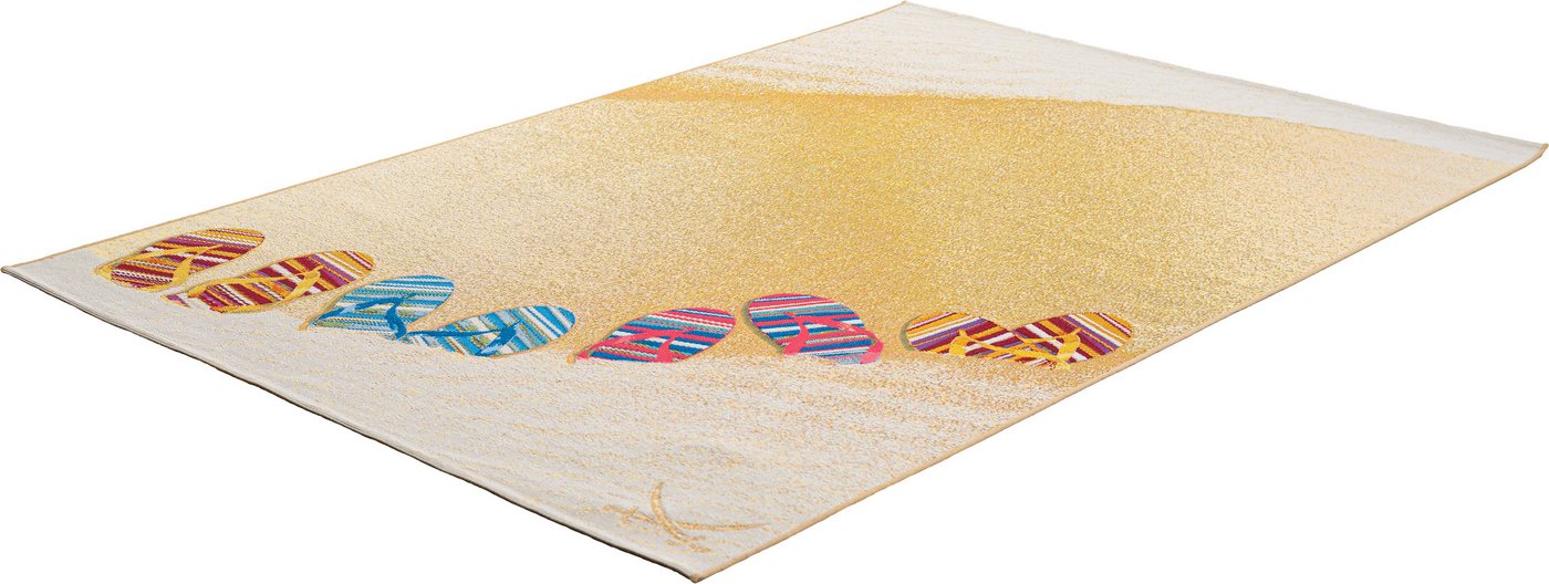 Sansibar Teppich Rantum Beach SA-017, rechteckig, Höhe: 5 mm, Flachgewebe, modernes Design, Motiv Badelatschen, Outdoor geeignet Bild 2