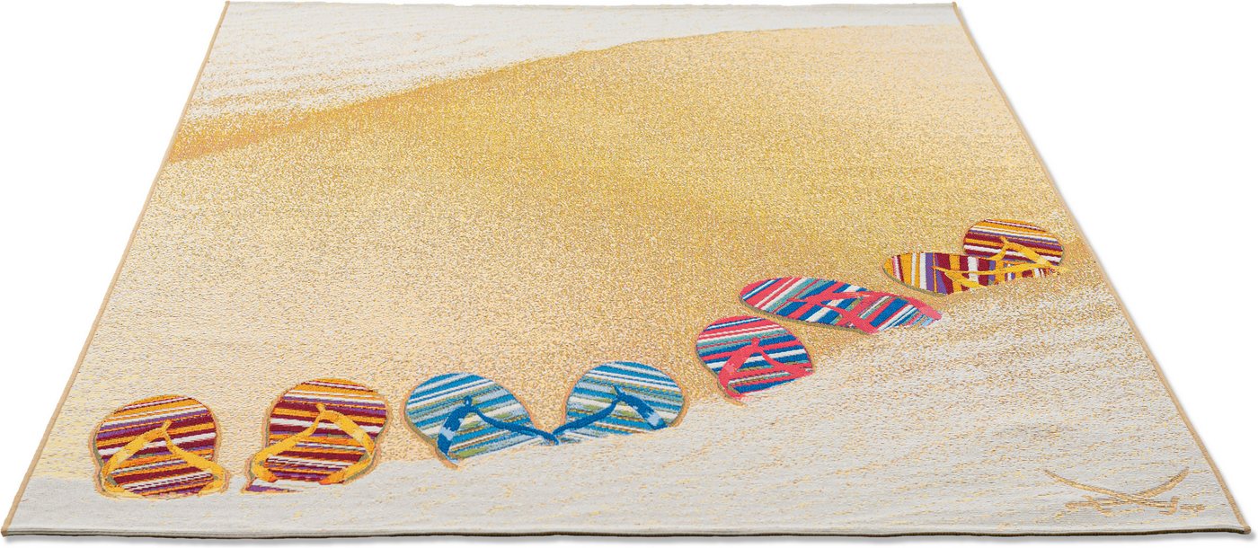 Sansibar Teppich Rantum Beach SA-017, rechteckig, Höhe: 5 mm, Flachgewebe, modernes Design, Motiv Badelatschen, Outdoor geeignet Bild 4