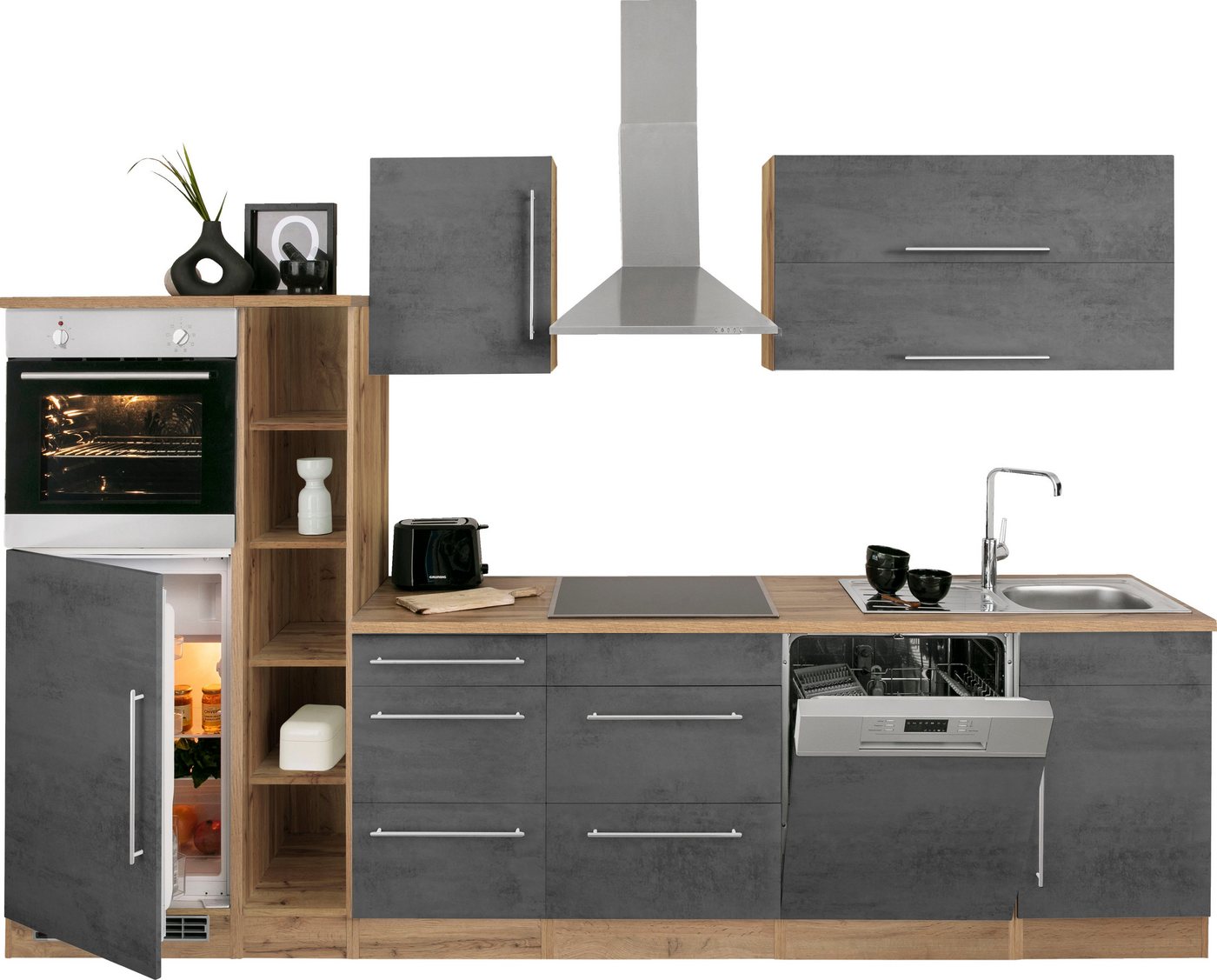 KOCHSTATION Küchenzeile KS-Samos, Breite 310 cm, wahlweise mit E-Geräten und Induktionkochfeld Bild 3