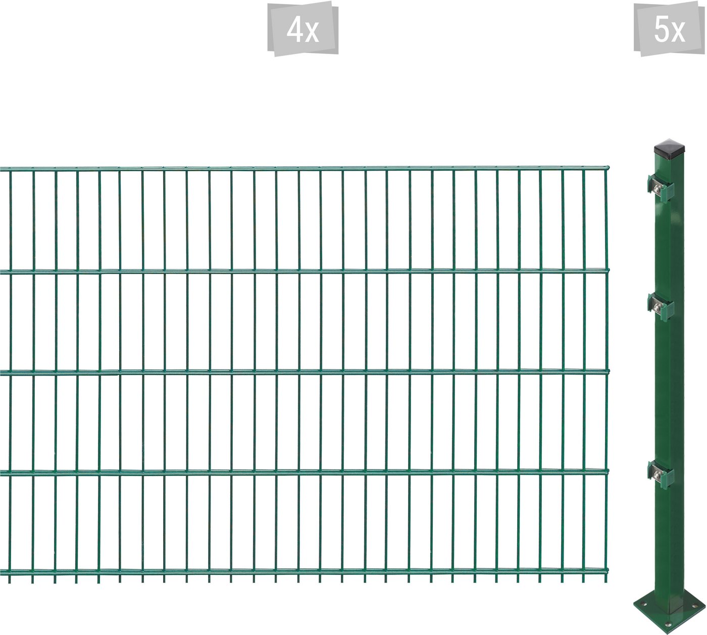 Arvotec Doppelstabmattenzaun ESSENTIAL 83 zum Aufschrauben, (Set, 9-St), Zaunhöhe 83 cm, Zaunlänge 2 - 60 m