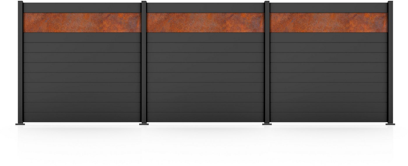 STAKET PRO Gartenzaun Komplettzaun Paneel 150, LxH: 552,6x187 cm, 3 Elemente á 180 cm Breite + Cortenstahl Bild 3