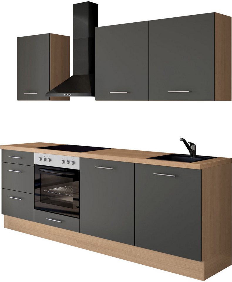 IMPULS KÜCHEN Küchenzeile "Kopenhagen", Ausrichtung wählbar, Schubkästen mit Soft-Close, vormontiert, wahlweise mit E-Geräten, Breite 220 cm